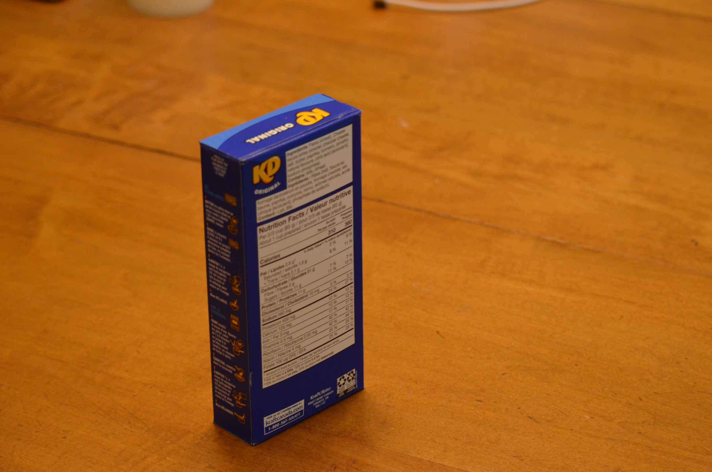 Other side of kraft dinner box photo