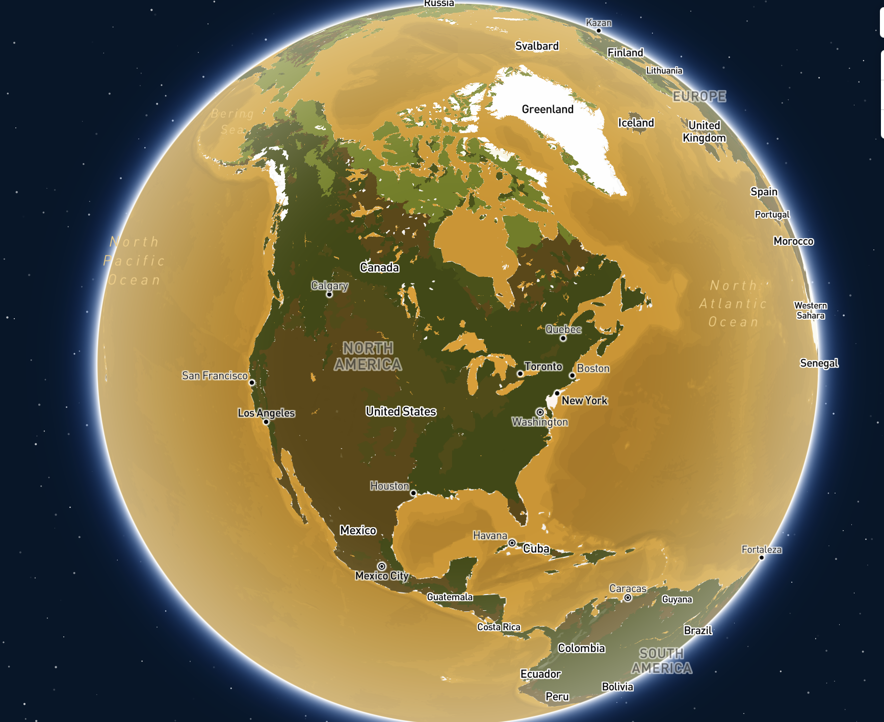 Globe with yellow pallete